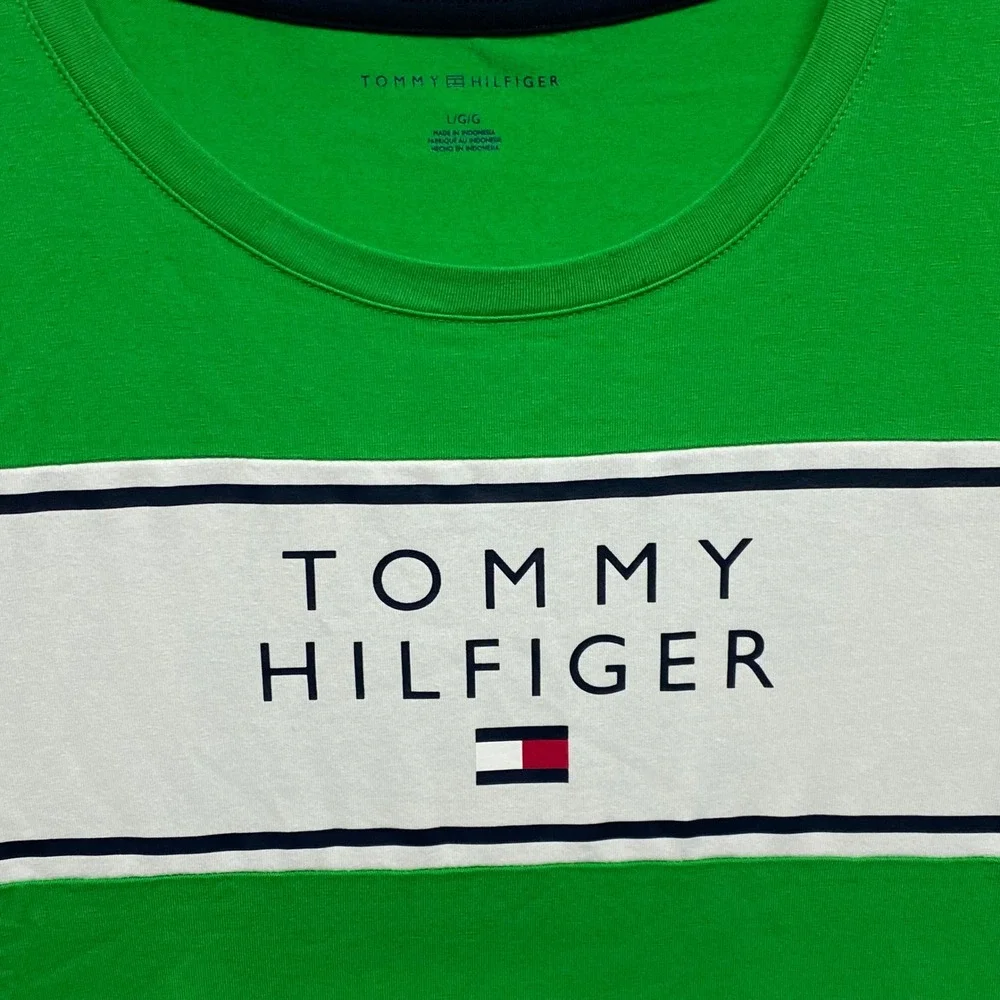 Tommy Hilfiger Womens Green Logo Stripe T-Shirt Mini Dress‎ L New - Picture 6 of 6